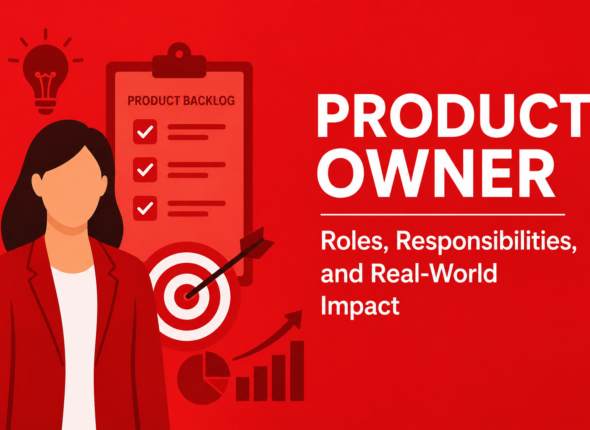 Product Owner role cover image showing responsibilities, product backlog, and real-world business impact