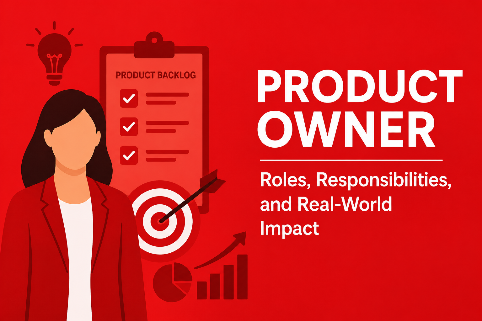 Product Owner role cover image showing responsibilities, product backlog, and real-world business impact
