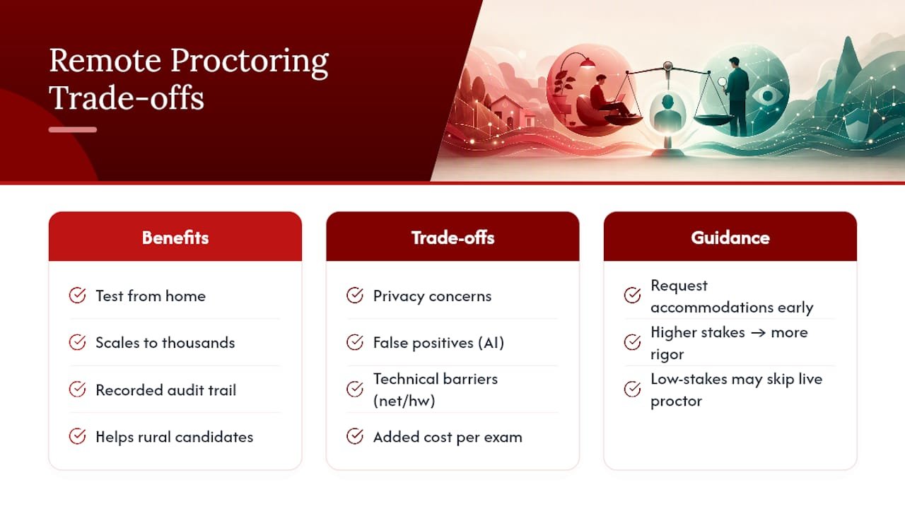 Weighing the Real Trade-Offs of Remote Proctoring — overview diagram