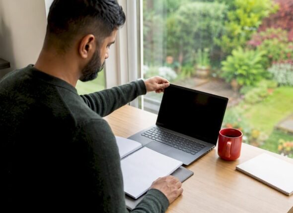 Professional preparing for remote certification exam