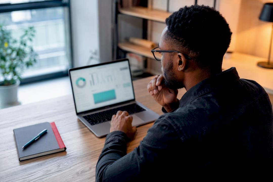 Professional studying a digital marketing dashboard