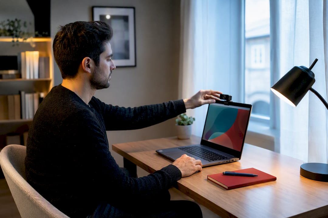 Professional preparing for remote certification exam