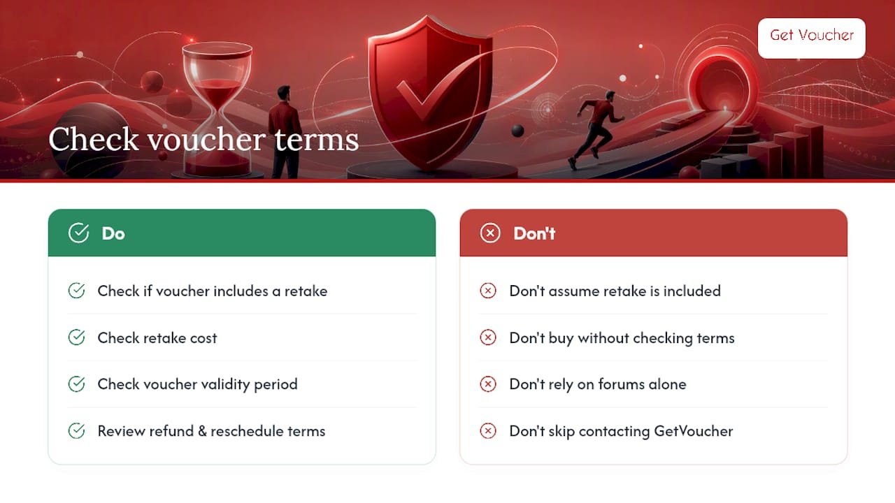 GetVoucher: check voucher terms before you rebook a retake — overview diagram
