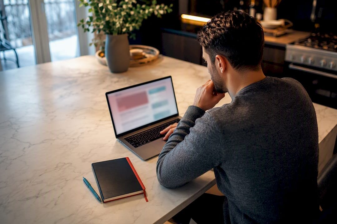 Professional reviewing an online certification course