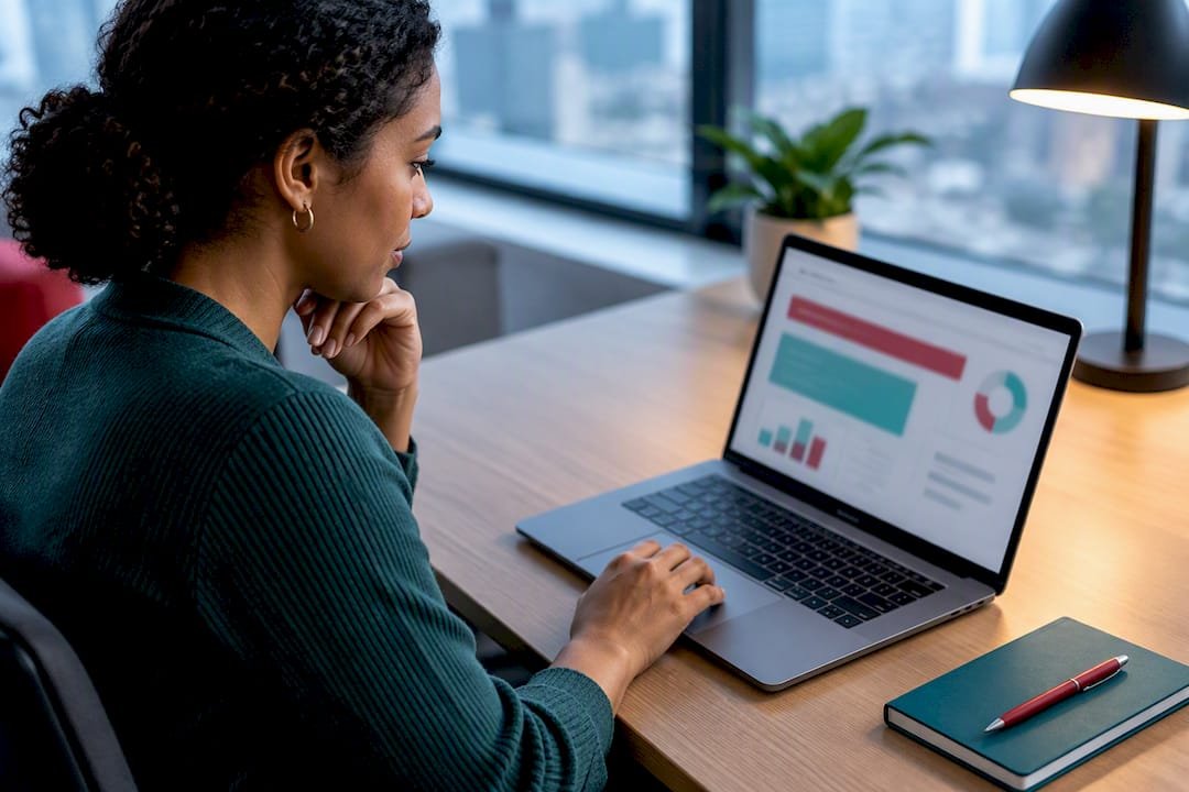 Professional reviewing risk management dashboard