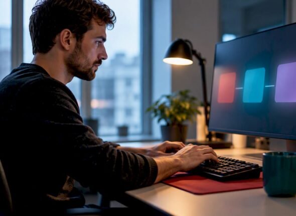 Developer running tests during Scrum certification practice