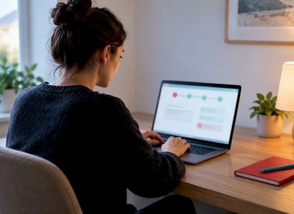 Professional completing an online certification exam