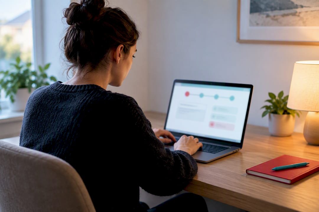 Professional completing an online certification exam