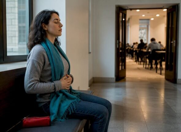 Student practising breathing before an exam
