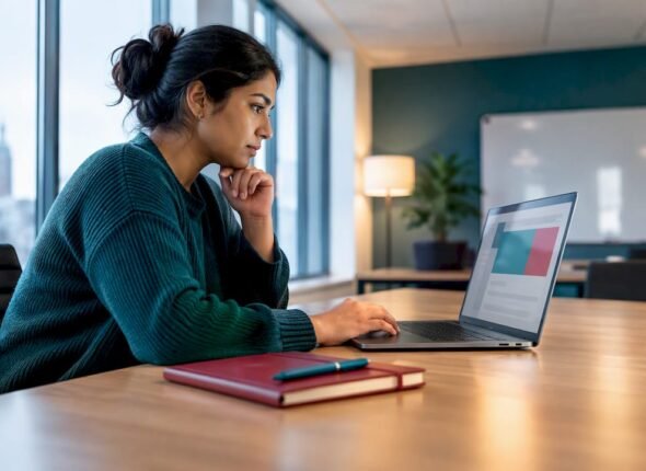 Professional preparing for certification assessment